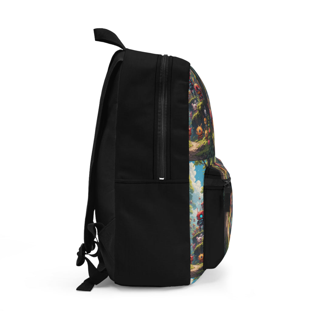 Happy Robot Backpack | Cute Woodland Scene - Mutantur Labs LLC