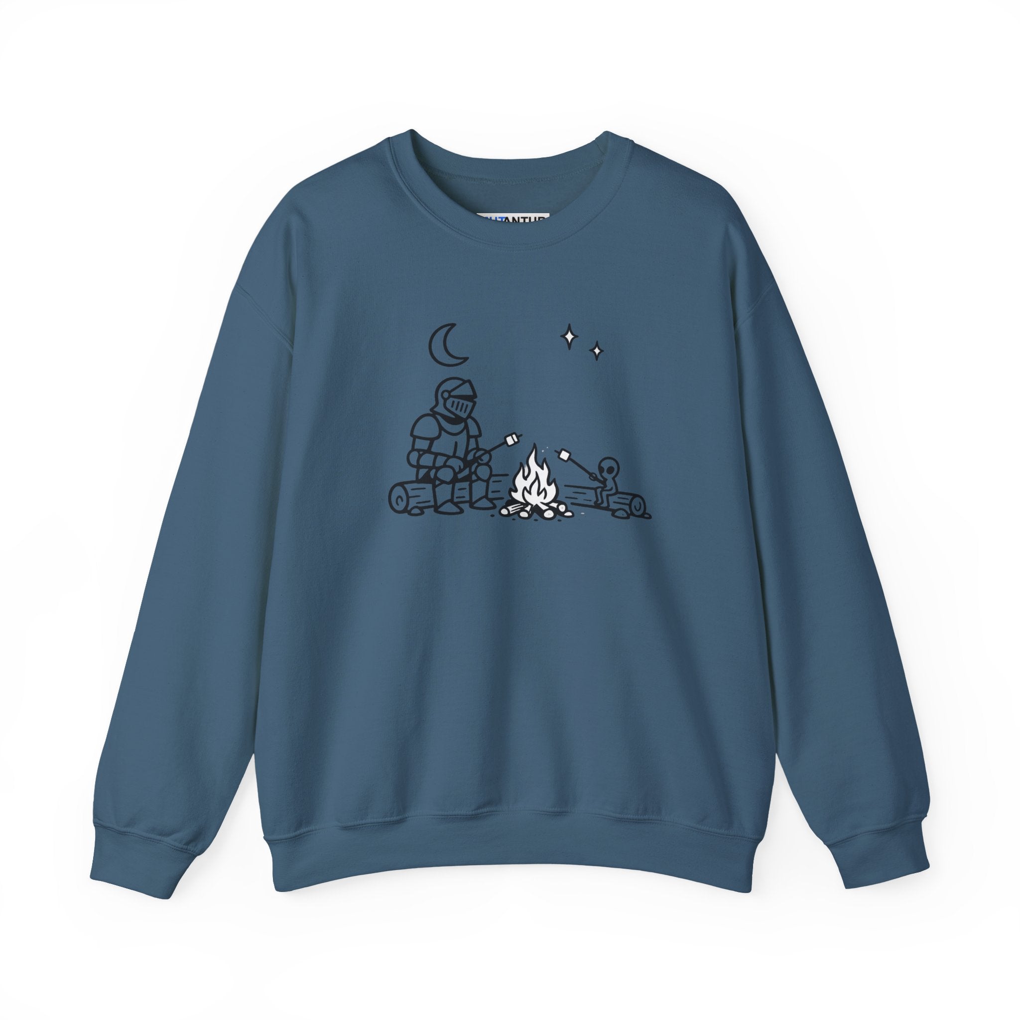 Camping Knight and Alien Crewneck Sweatshirt - Mutantur Labs LLC