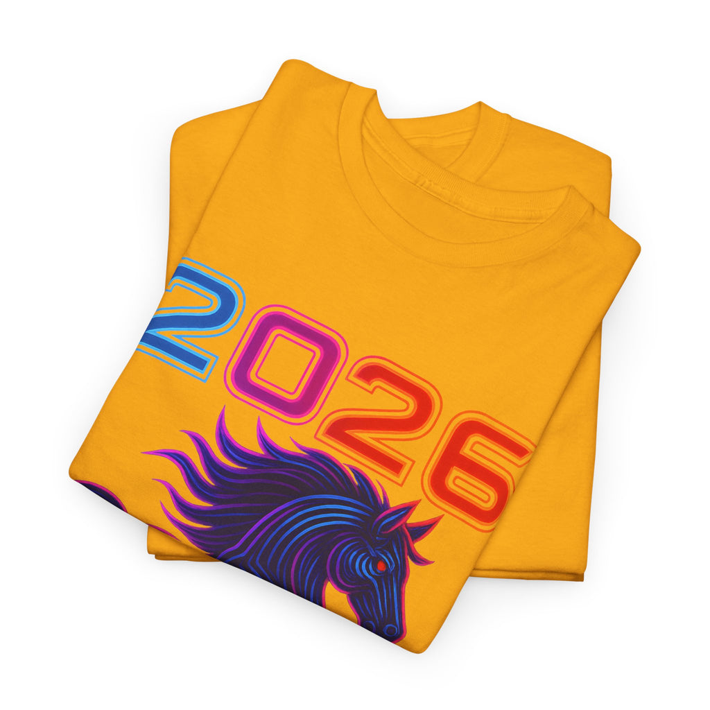2026 Year of the Horse T-Shirt – Neon Stallion Graphic Tee - Mutantur Labs LLC