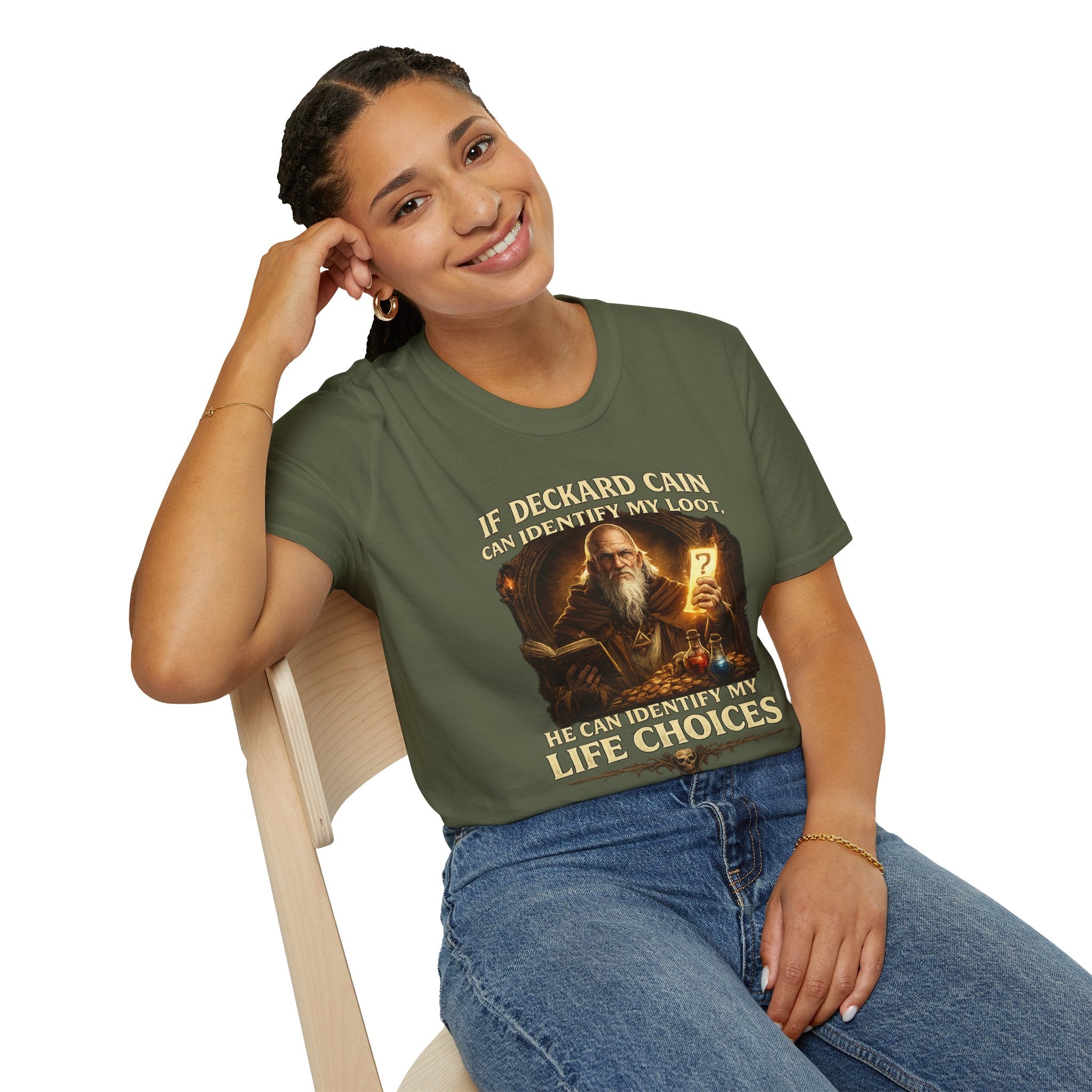 If Deckard Cain Can Identify My Loot, He Can Identify My Life Choices" Diablo RPG Gamer Tee - Mutantur Labs LLC