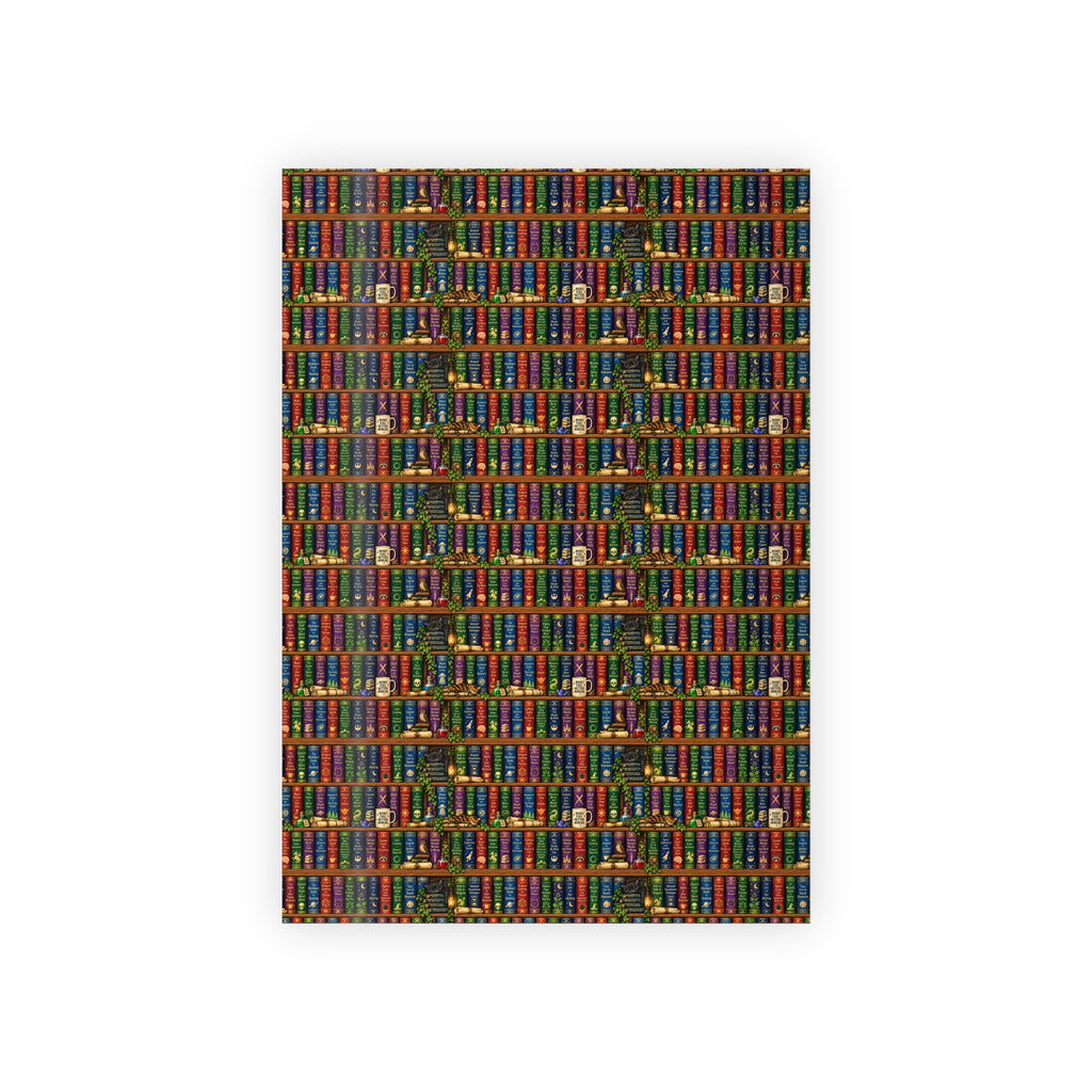 Nerdy Fantasy Library wrapping paper funny book lover sci-fi and RPG gift wrap product photo