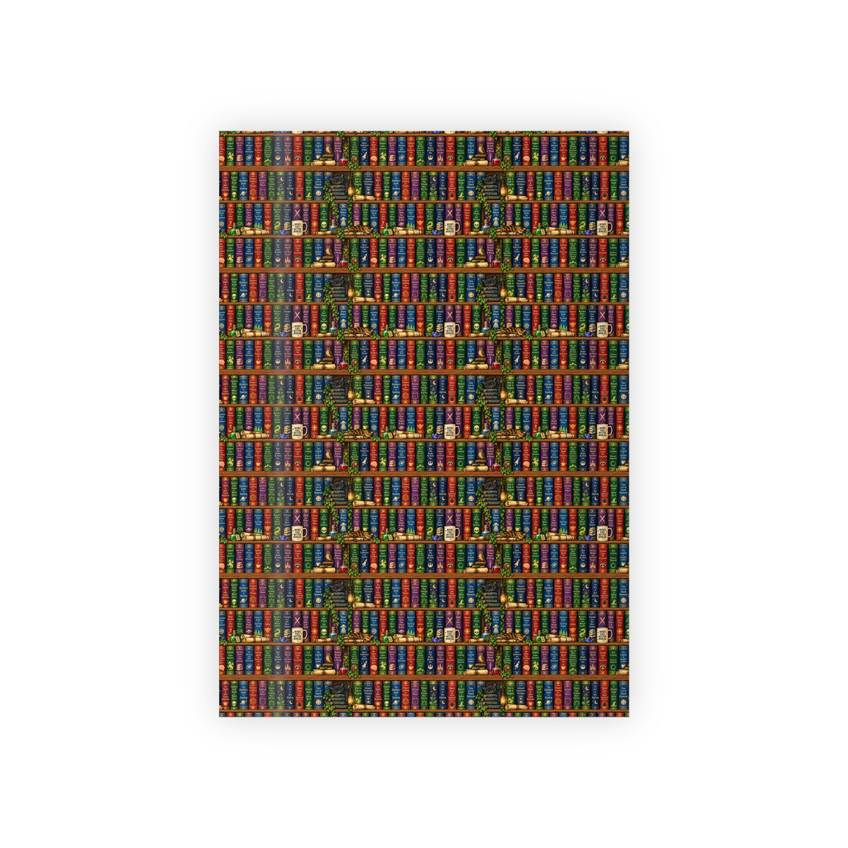 Nerdy Fantasy Library wrapping paper funny book lover sci-fi and RPG gift wrap product photo
