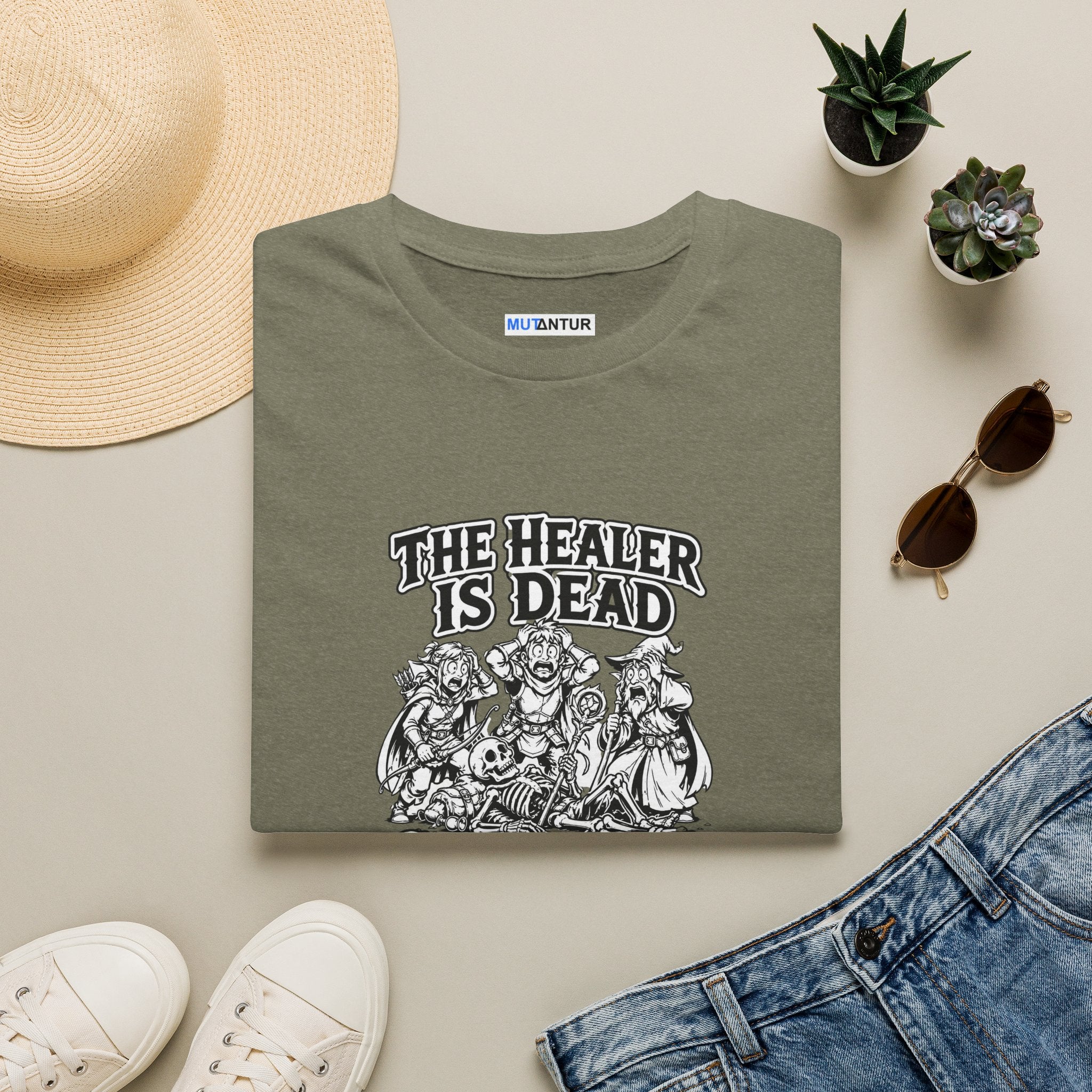 T-Shirt — "The Healer Is Dead" RPG Party Tee (Good Luck Everyone)