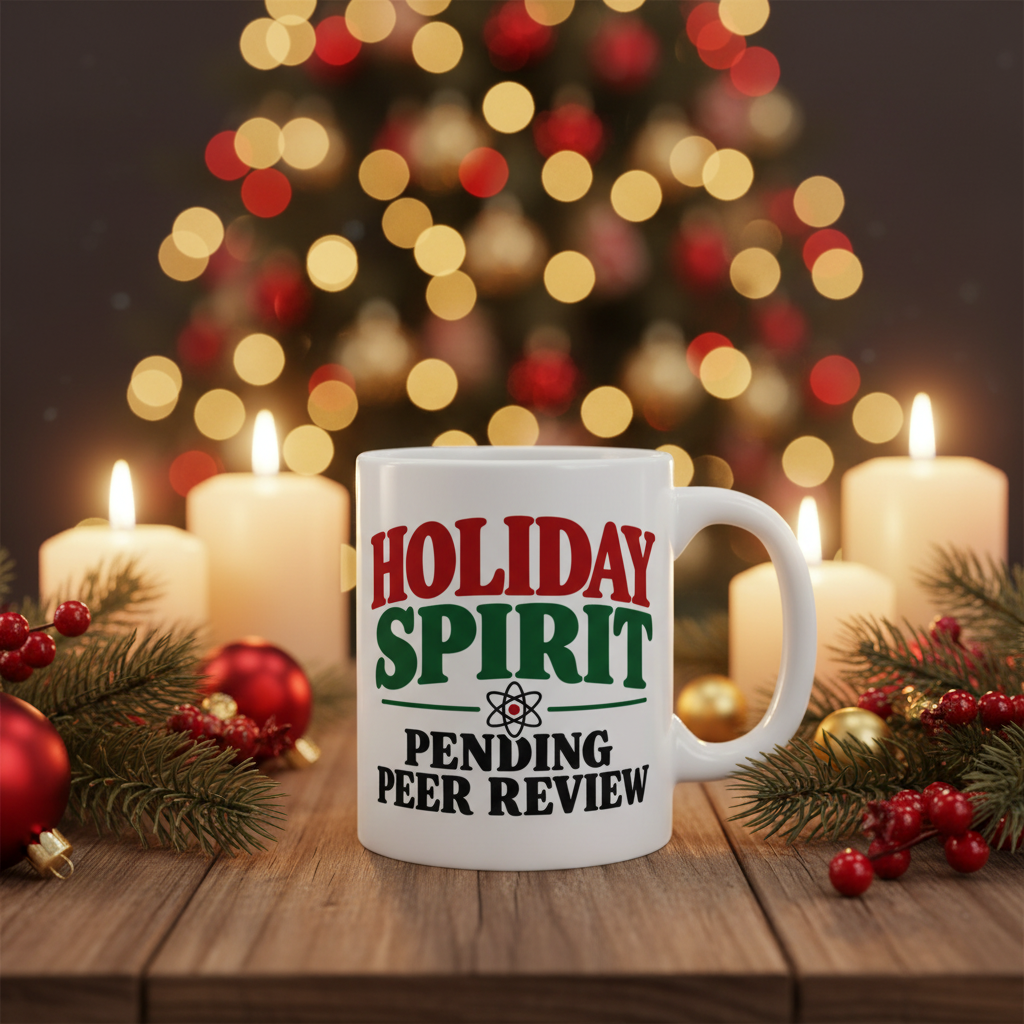 Holiday Spirit Pending Peer Review funny science holiday coffee mug product photo