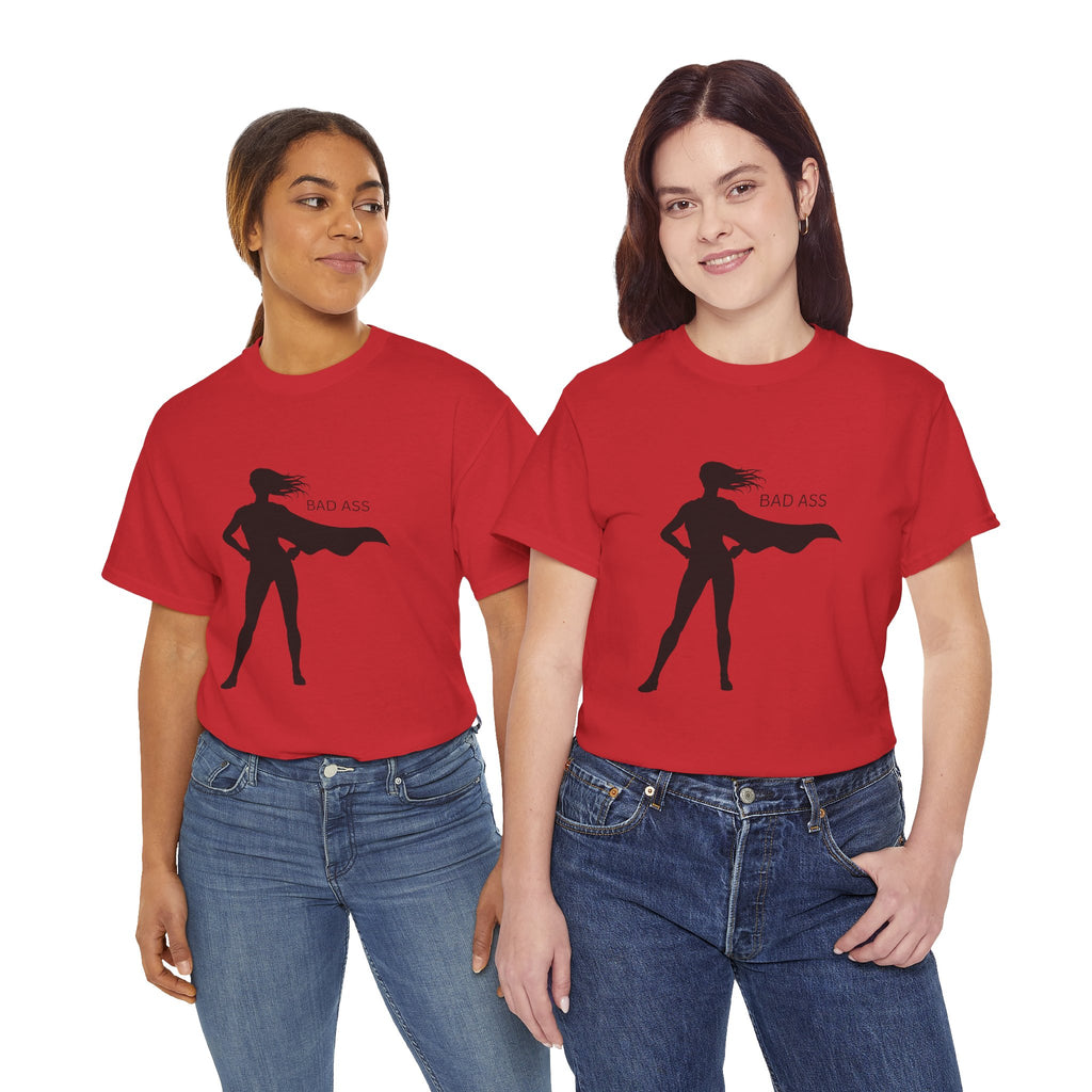 Bad Ass Superhero Silhouette Tee | Woman Cape Silhouette T-Shirt - Mutantur Labs LLC