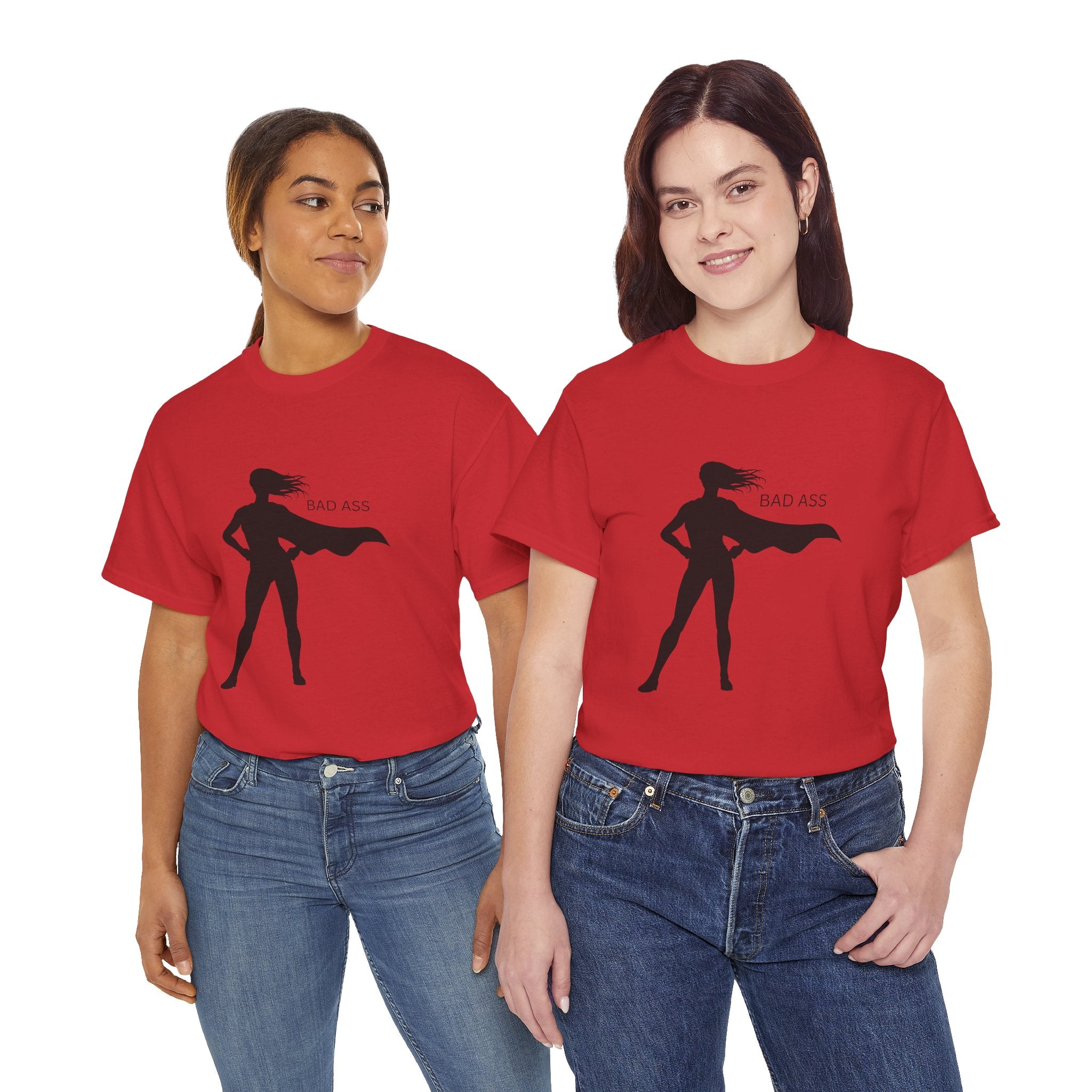Bad Ass Superhero Silhouette Tee | Woman Cape Silhouette T-Shirt - Mutantur Labs LLC