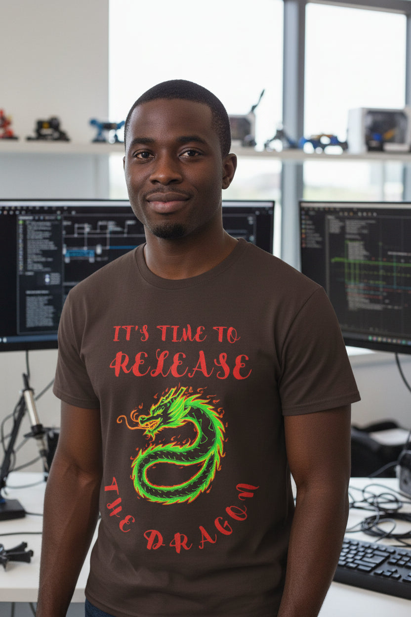 Release the Dragon T-Shirt | Green Dragon Illustration, Retro Script - Mutantur Labs LLC