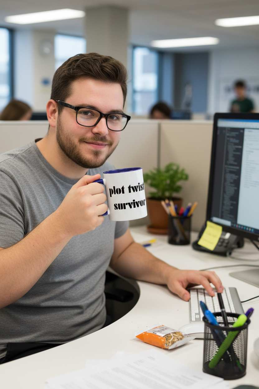 Plot Twist Survivor Accent Mug — Funny Resilience Coffee Cup 11oz