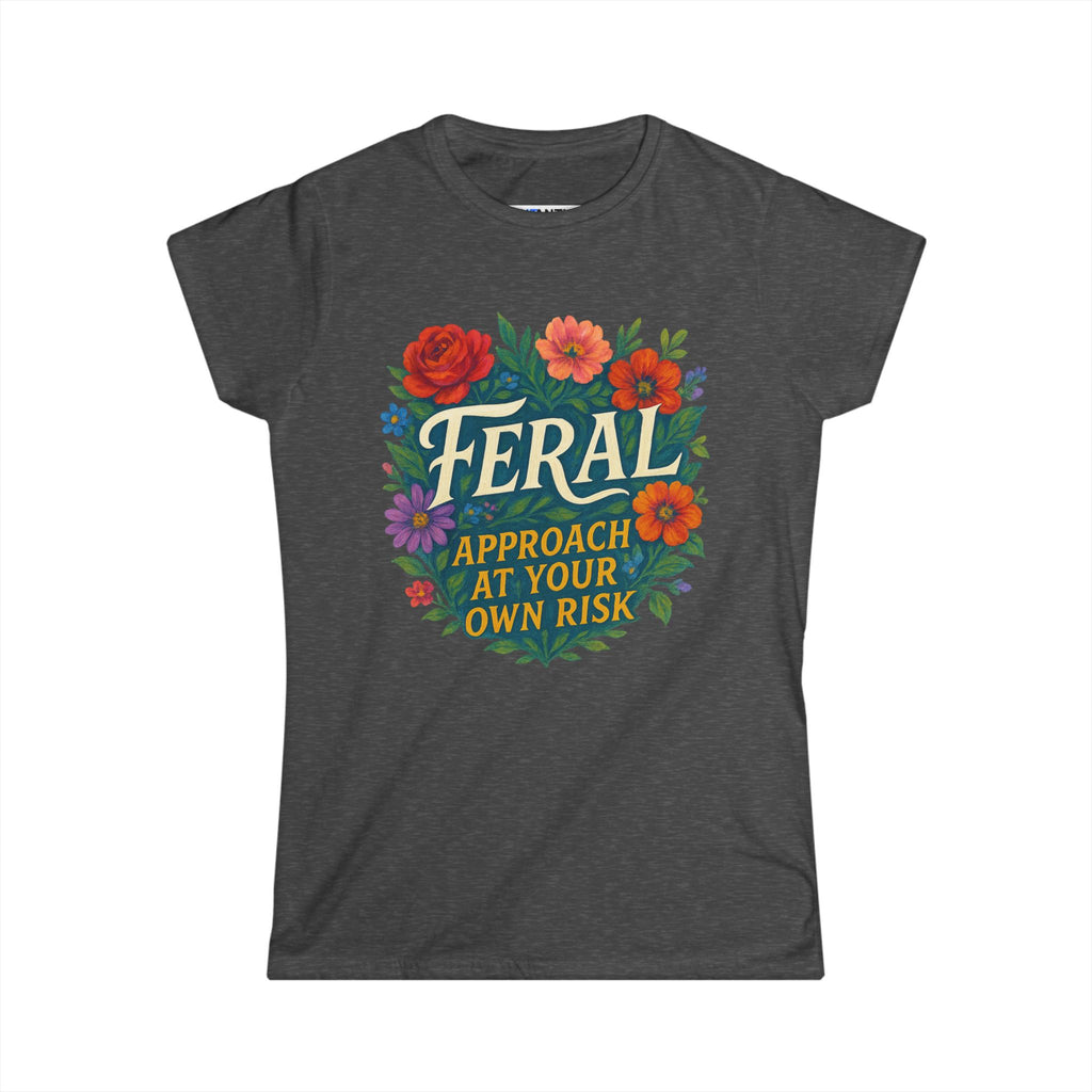 Feral Approach At Your Own Risk tee | Floral badge design - Mutantur Labs LLC