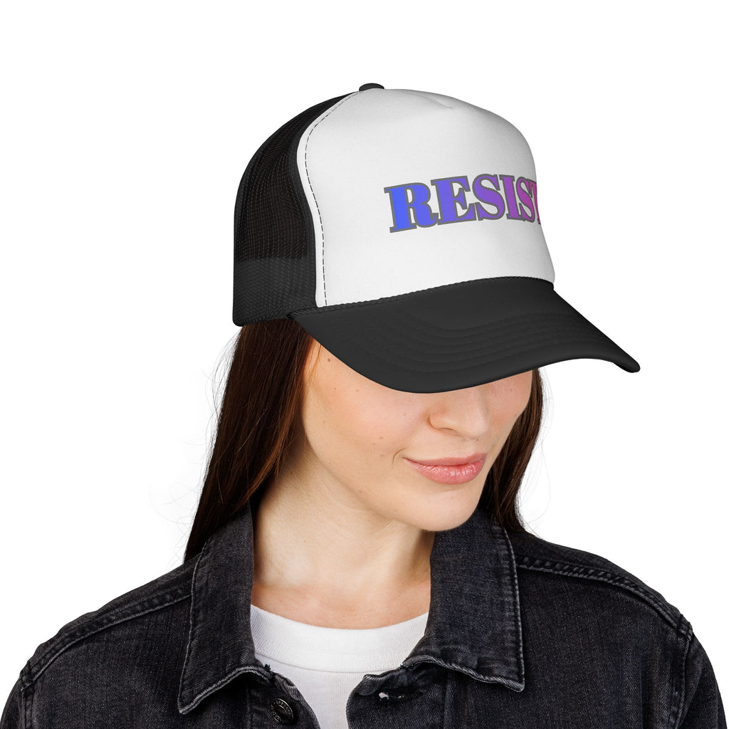 Resist Trucker Cap — Retro Gradient Political Mesh Hat - Mutantur Labs LLC