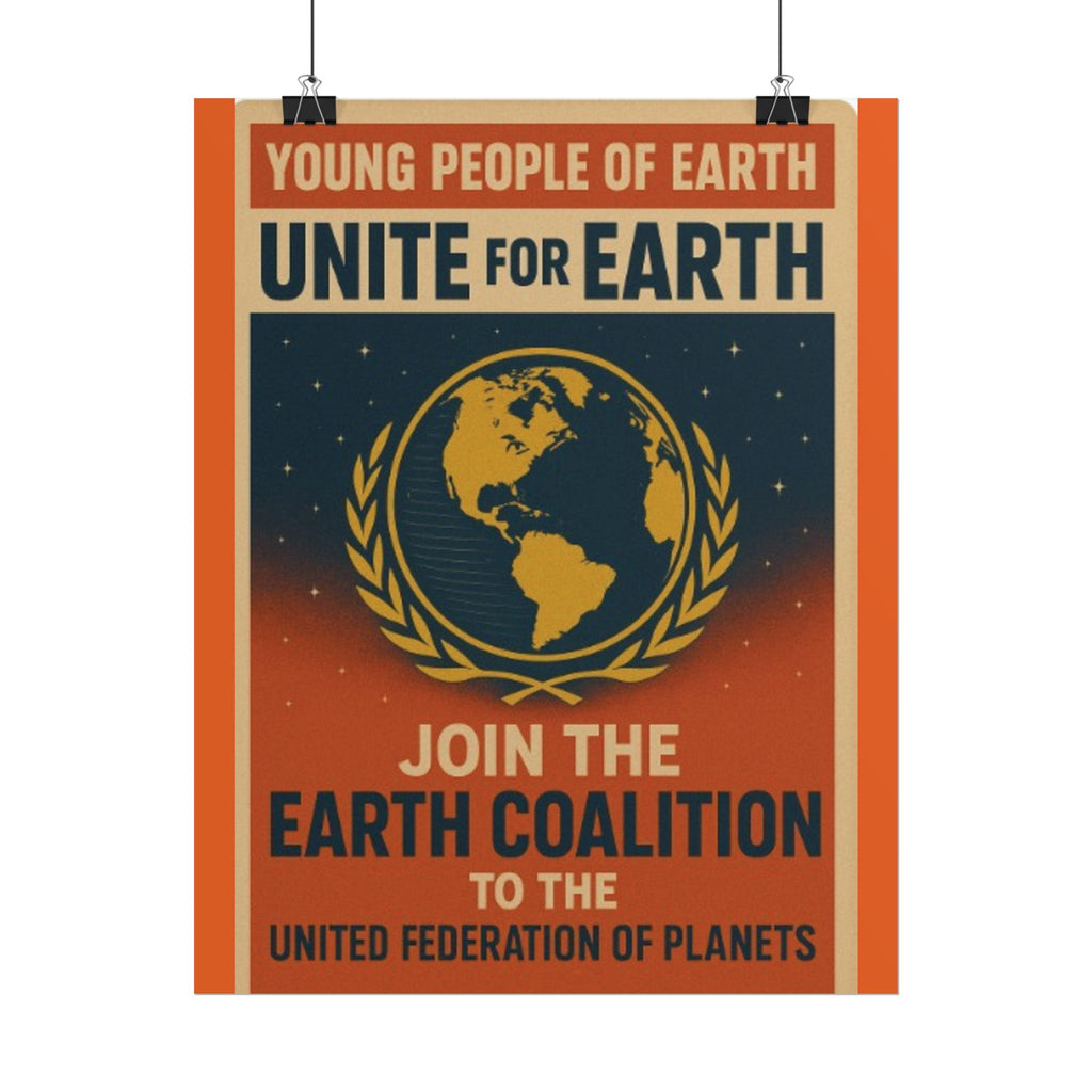 Vintage Earth Coalition Poster – Retro Sci-Fi Wall Art Gift for Space Fans - Mutantur Labs LLC