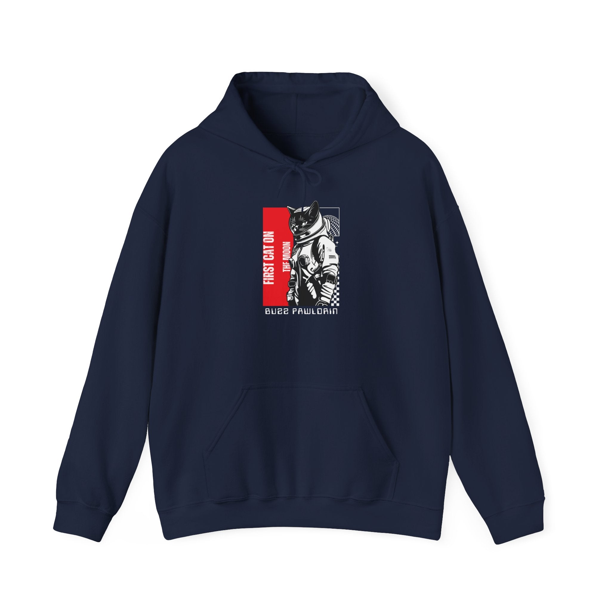 First Cat on the Moon Buzz Pawldrin Astronaut Graphic Unisex Hoodie, - Mutantur Labs LLC