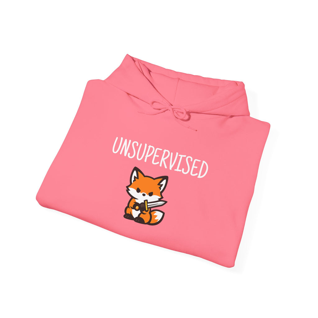 Unsupervised Fox with sword hoodie graphic, lifestyle shot
