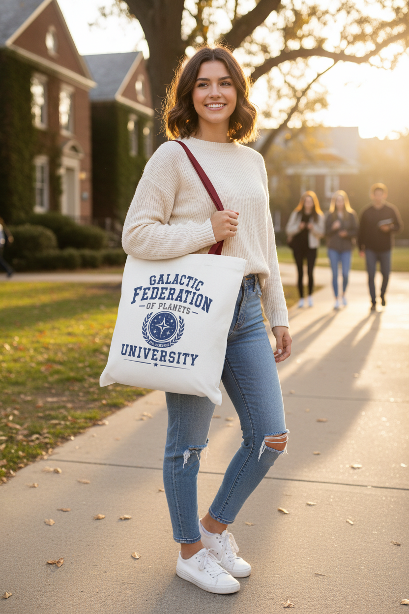 Galactic Federation University Tote Bag — Sci‑Fi College Logo Tote - Mutantur Labs LLC