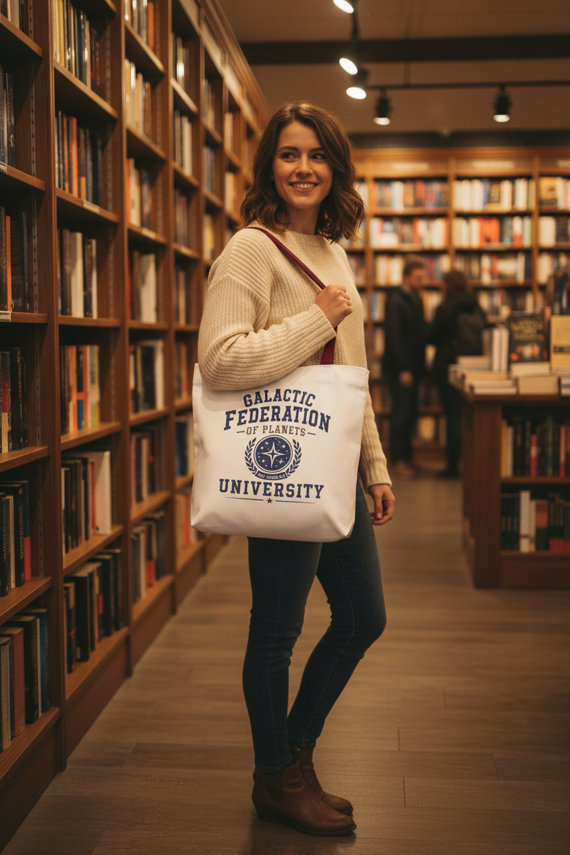Galactic Federation University Tote Bag — Sci‑Fi College Logo Tote - Mutantur Labs LLC