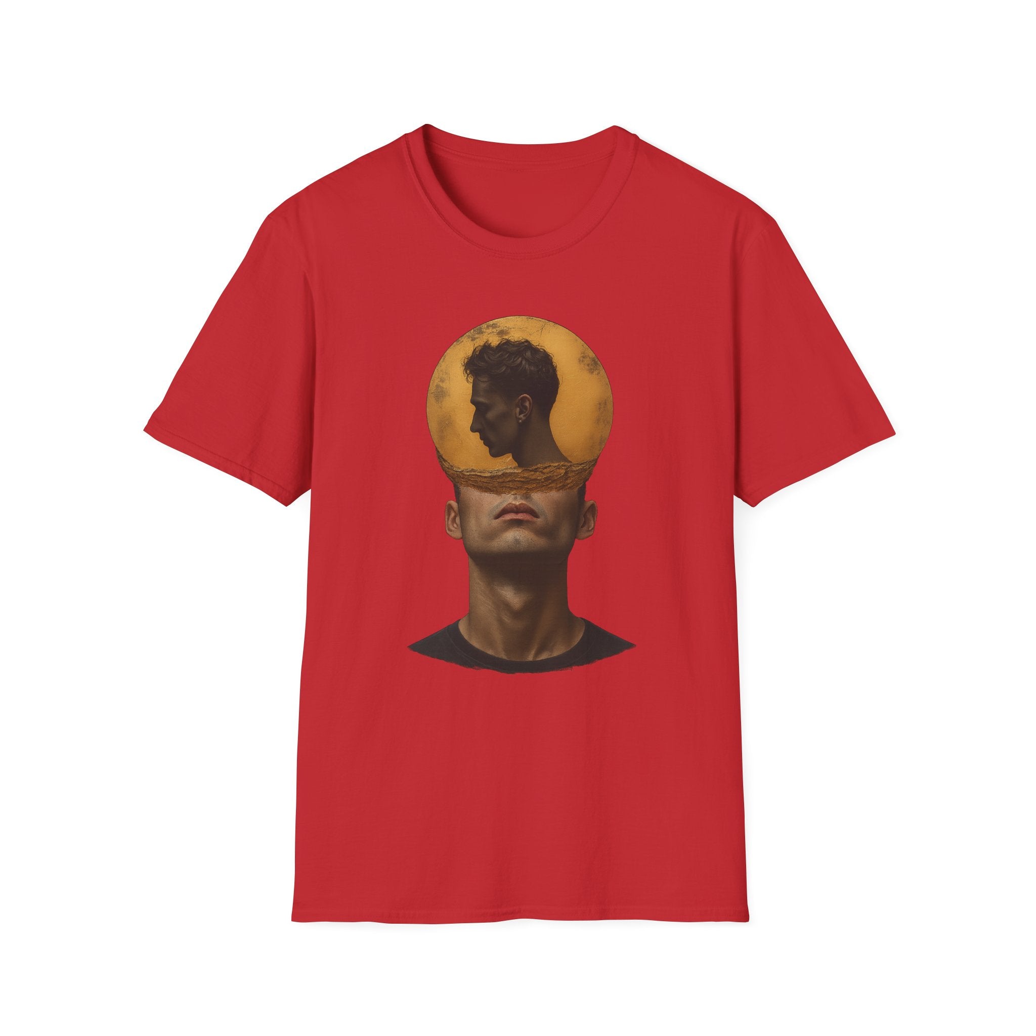 Surreal Double Portrait T-Shirt | Abstract Head Silhouette, Moon Circle - Mutantur Labs LLC