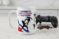 Eagle Mug with American Flag Sunglasses — Caffeinate, Fight Fascism, Play Games 15oz Coffee Cup - Mutantur Labs LLC