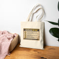 Wasteland Go-Bag canvas tote, post-apocalyptic survival print, side view