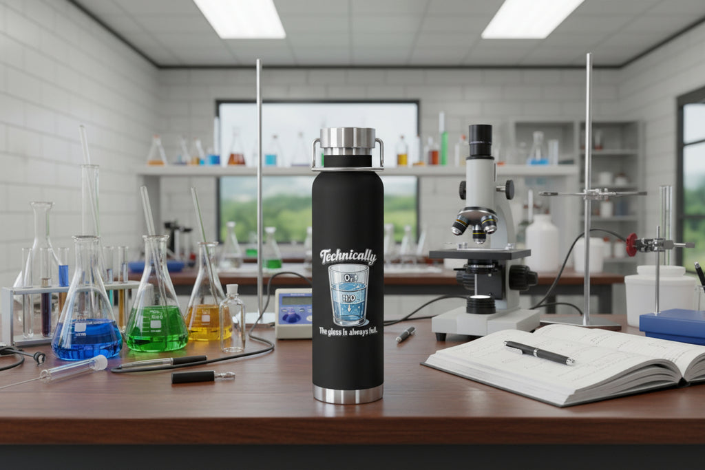 Technically the Glass is Always full, Copper Vacuum Insulated Bottle - Mutantur Labs LLC