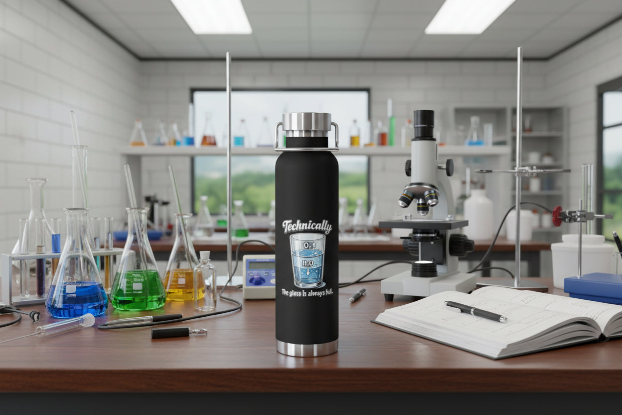 Technically the Glass is Always full, Copper Vacuum Insulated Bottle - Mutantur Labs LLC