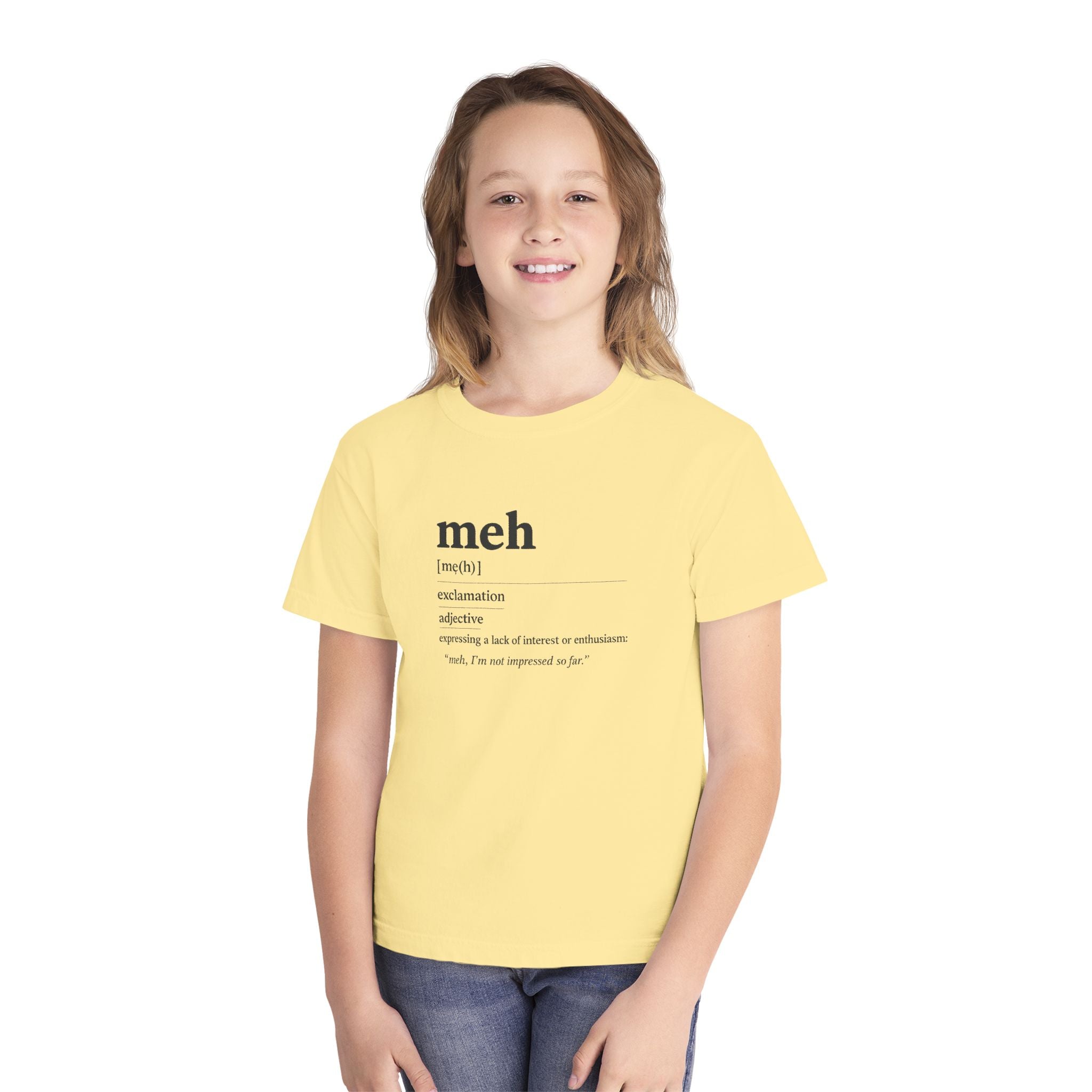 Youth “Meh” Definition T-Shirt — Funny Minimalist Kids Graphic Tee - Mutantur Labs LLC
