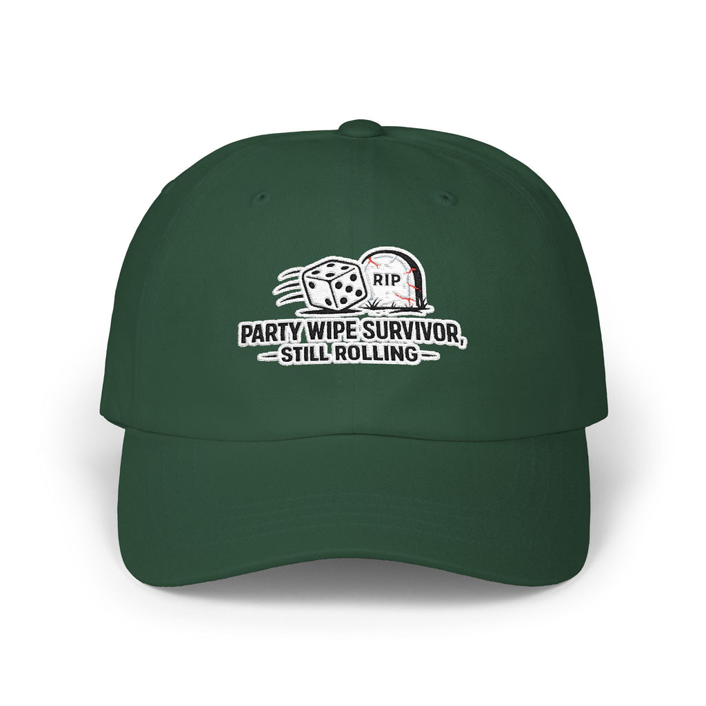Party Wipe Survivor Baseball Hat | Still Rolling RPG Dice Gamer Cap