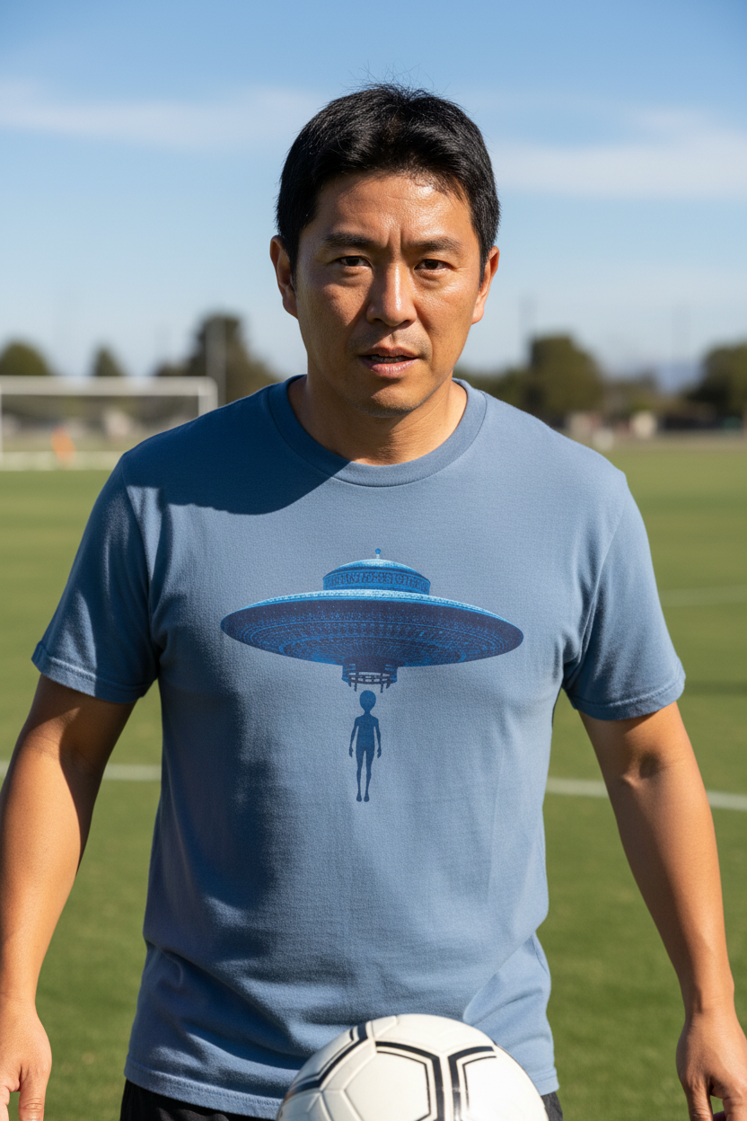 UFO Abduction Graphic T-Shirt – Blue Chinoiserie