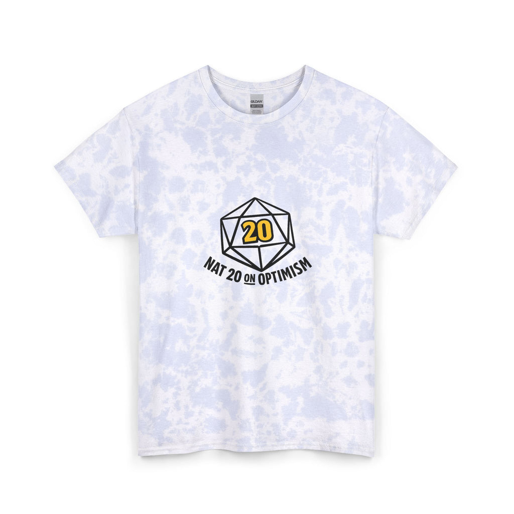 Tie-Dye Tee — D20 "Nat 20 on Optimism" Gaming T-Shirt
