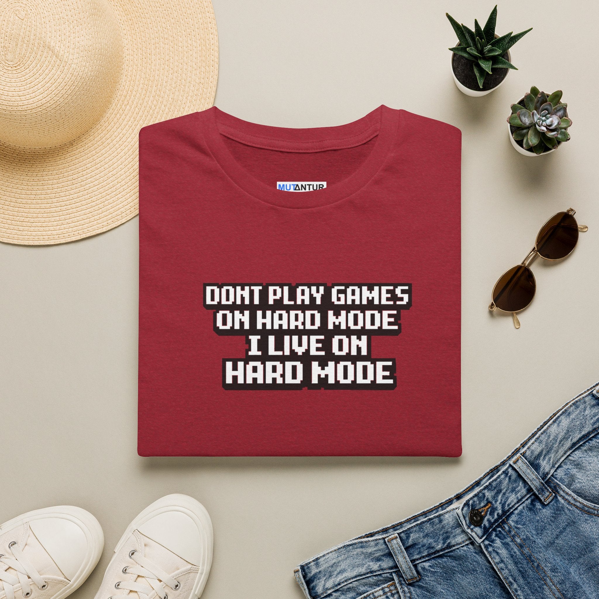"Don't Play Games on Hard Mode, I Live on Hard Mode" Graphic Gamer T-Shirt