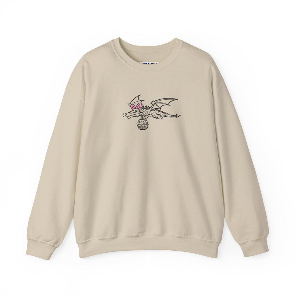 Easter Dragon Holding Easter Basket Crewneck Sweatshirt - Mutantur Labs LLC