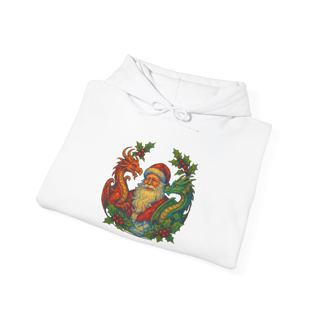 Vintage Santa Dragon Wreath Hoodie | Christmas Holiday Sweatshirt - Mutantur Labs LLC