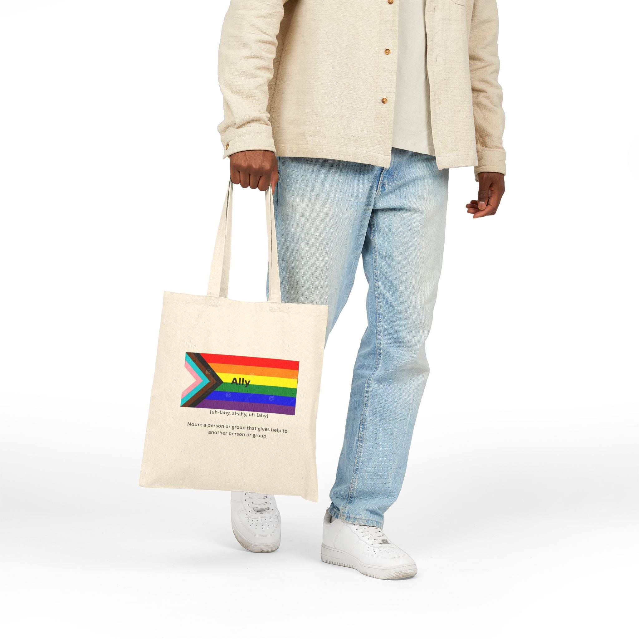Ally Pride Tote Bag – Reusable Cotton Canvas LGBTQ+ Support Bag - Mutantur Labs LLC
