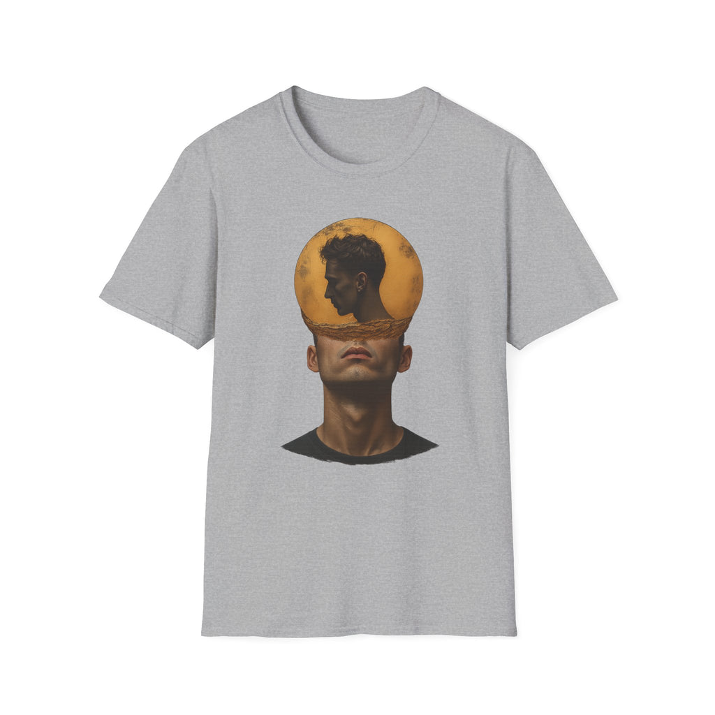 Surreal Double Portrait T-Shirt | Abstract Head Silhouette, Moon Circle - Mutantur Labs LLC