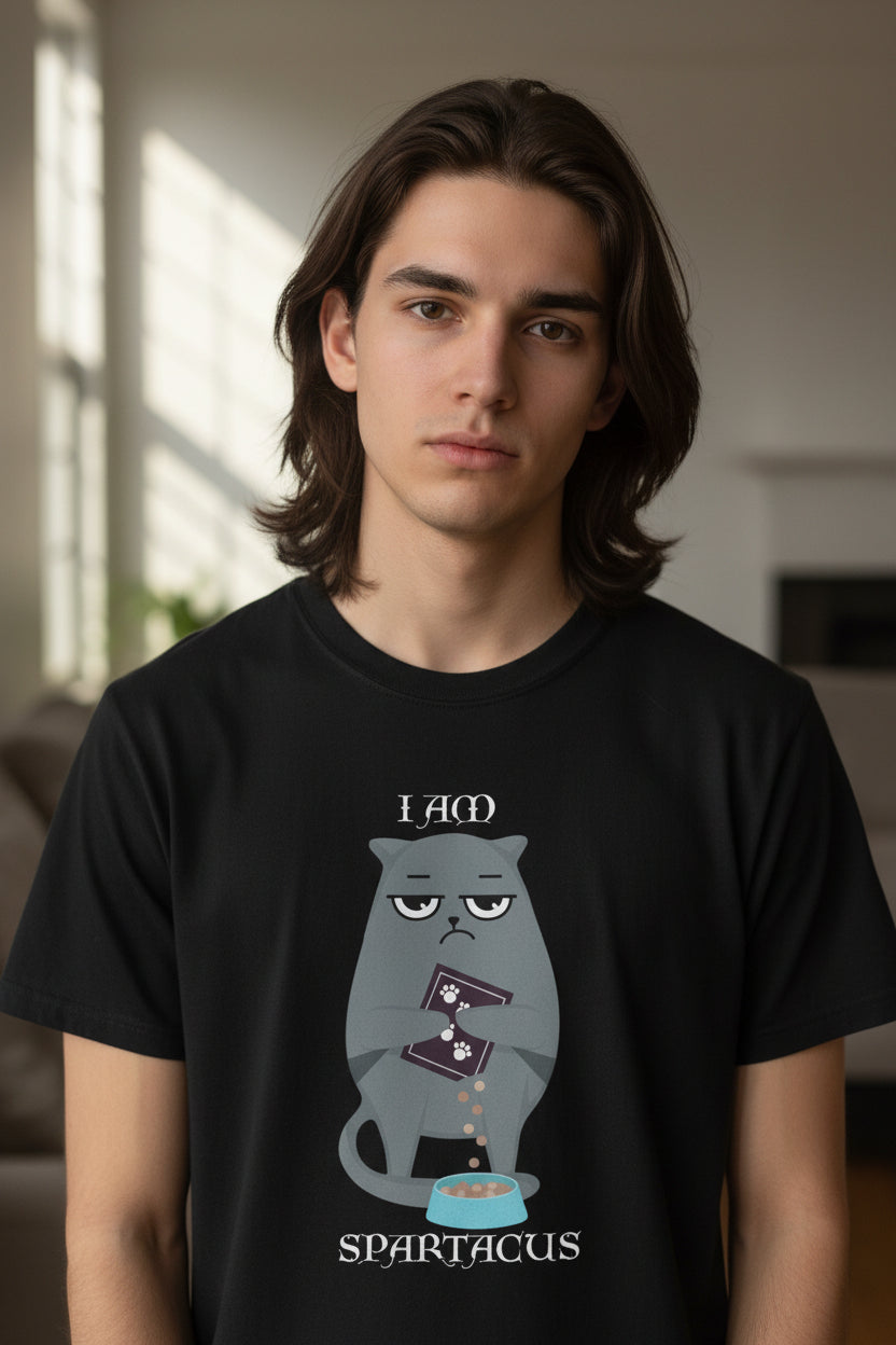Spartacus Cat T-Shirt — "I Am Spartacus" Funny Cat Graphic Tee - Mutantur Labs LLC