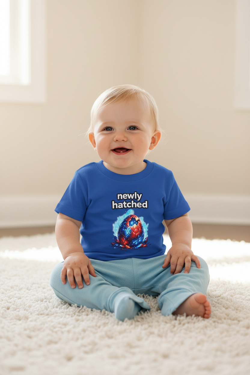 Newly Hatched Baby T-Shirt — Cute Dinosaur Egg Infant Tee