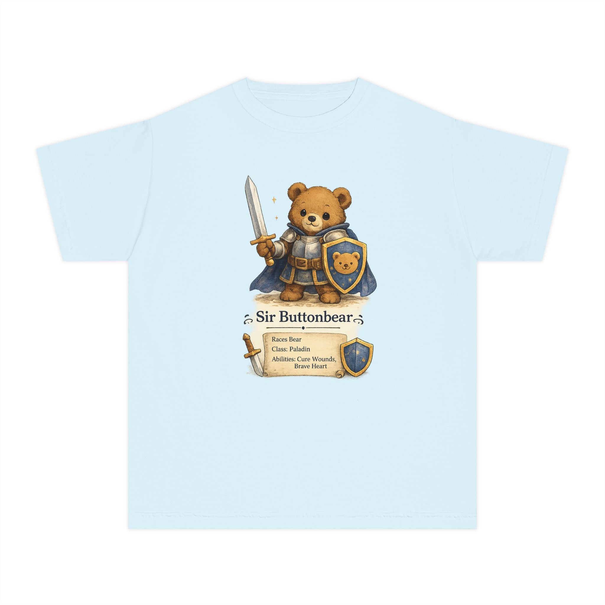 Sir Buttonbear Paladin Bear Character Kids T-Shirt