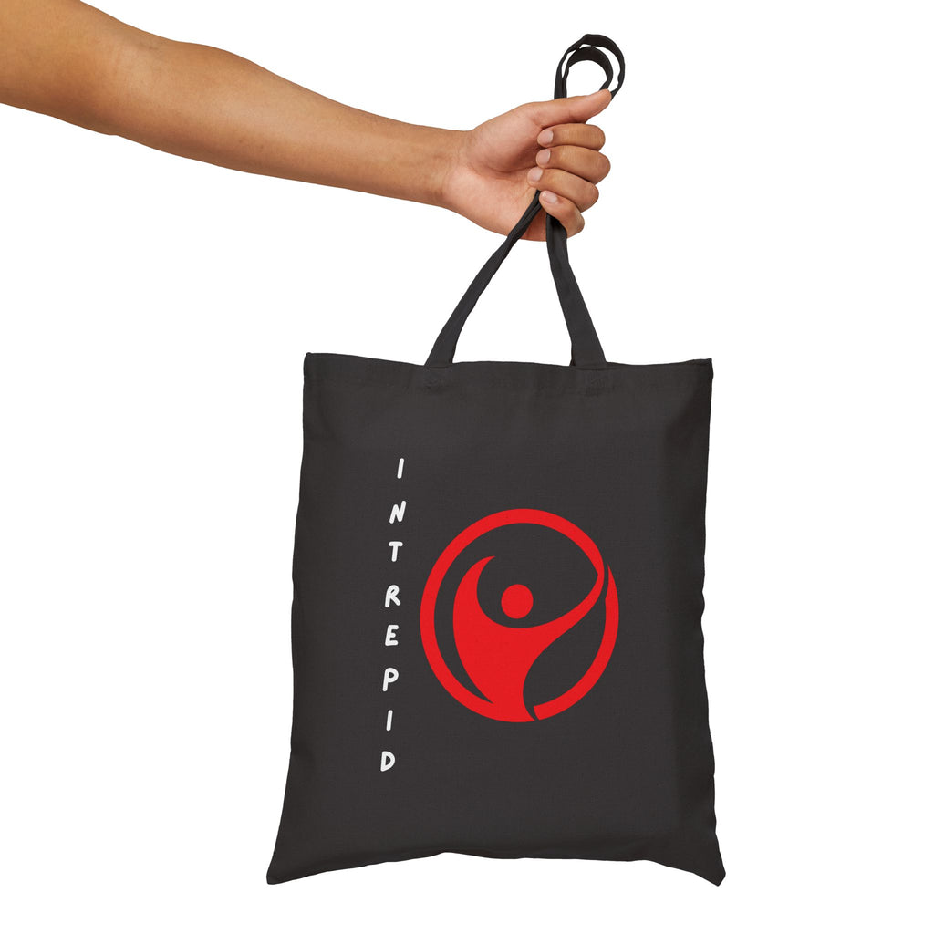 Intrepid Red Emblem Tote Bag | Bold Cotton Graphic Bag - Mutantur Labs LLC