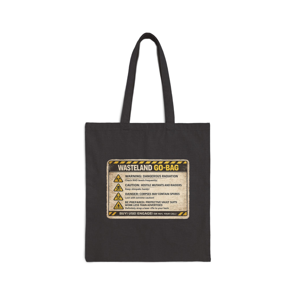 Wasteland Go-Bag Canvas Tote — Post-Apocalyptic Survival Warning Print - Mutantur Labs LLC