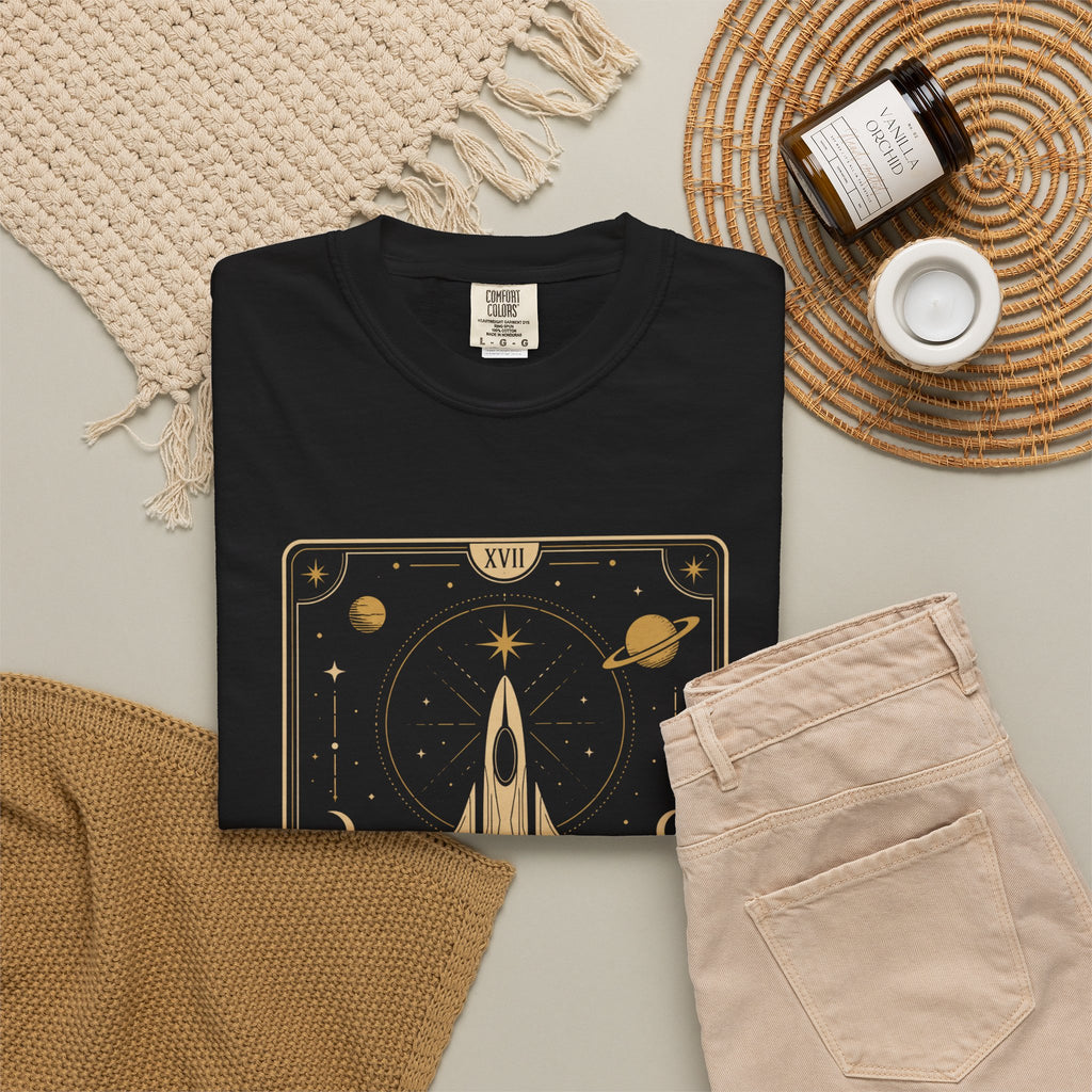 Starship Tarot Graphic T-Shirt — "The Starship" Vintage Space Tee - Mutantur Labs LLC