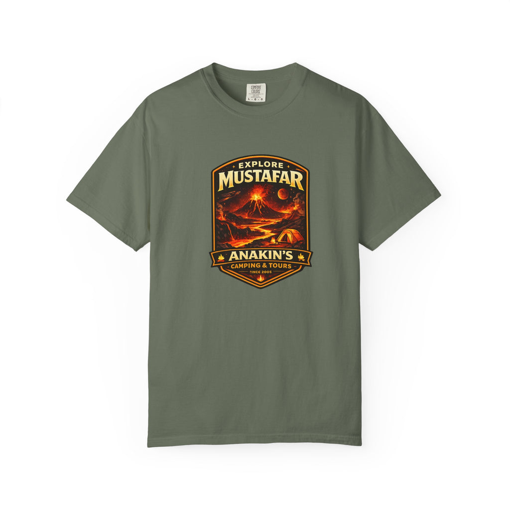 Mustafar Adventure T-Shirt — "Explore Mustafar: Anakin’s Camping & Tours" Graphic Tee - Mutantur Labs LLC