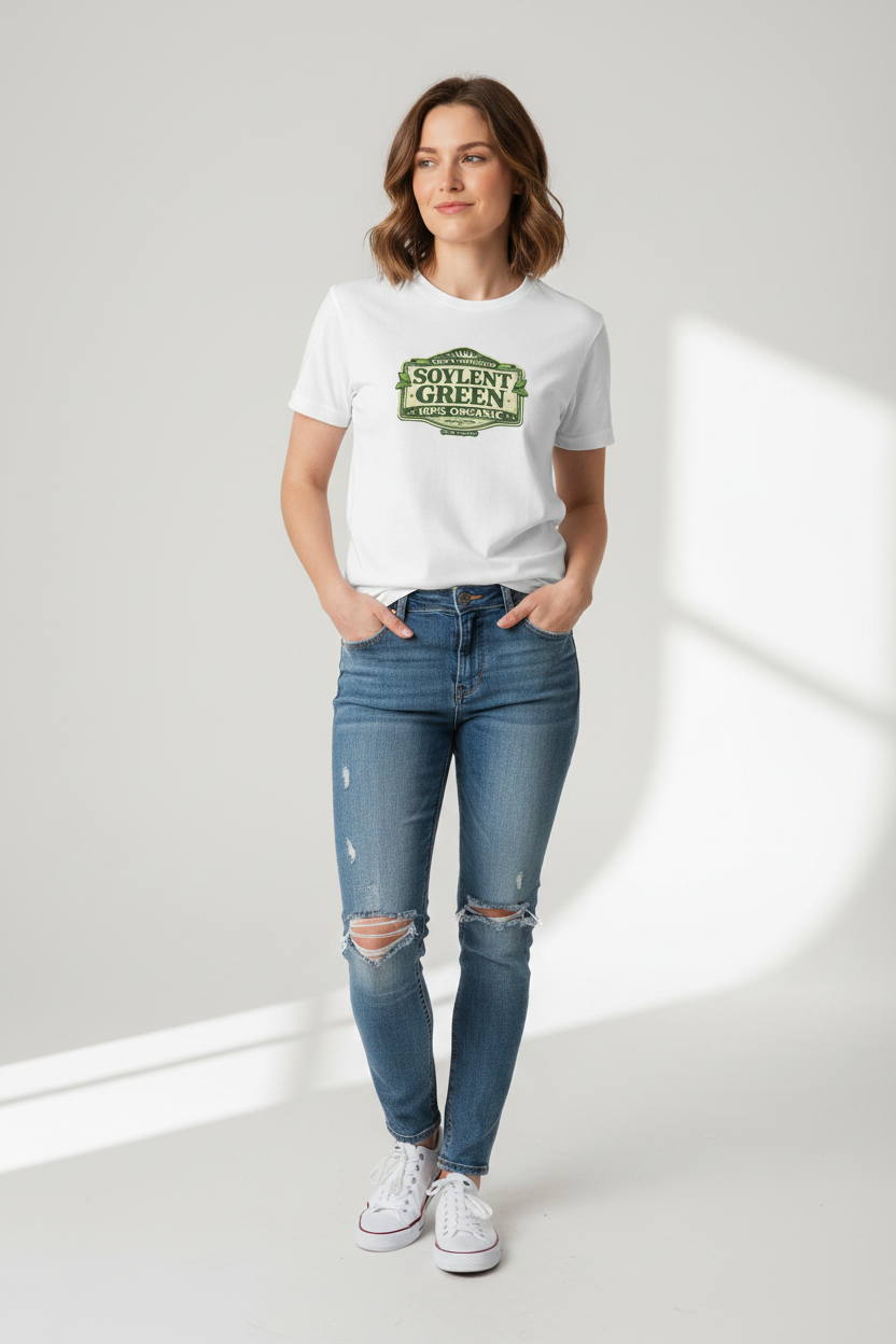 Soylent Green 100% Organic Mystery Ration T-Shirt — Funny Retro Dystopian Sci-Fi Parody Tee - Mutantur Labs LLC