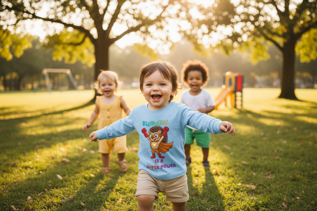 Kindness Is a Superpower Toddler Long Sleeve Tee | Hedgehog Graphic