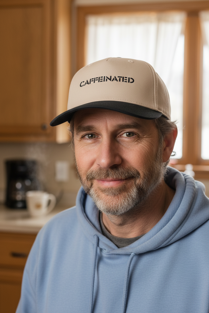 Caffeinated Mid Profile Baseball Cap |Coffee Lover Hat