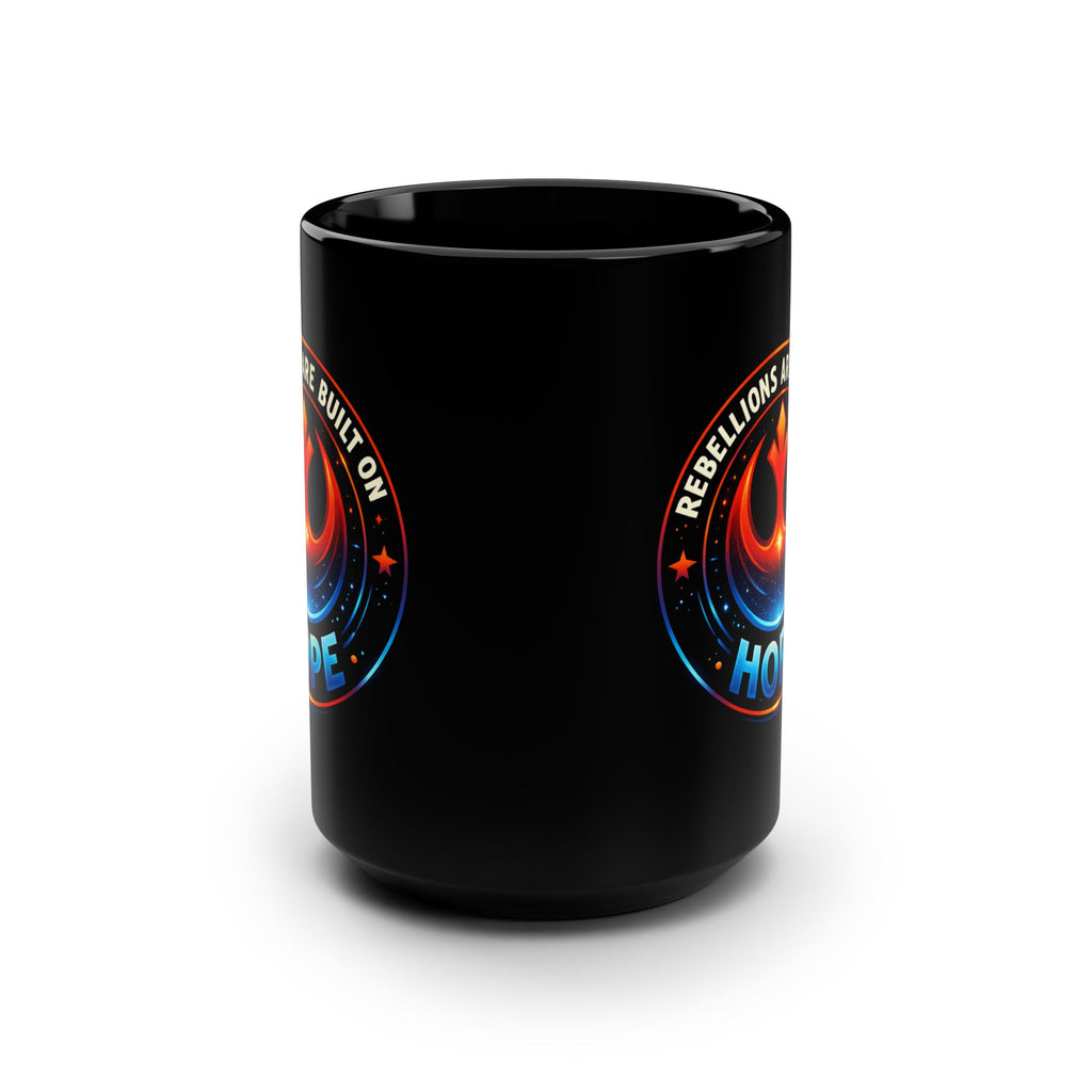 Hope Emblem Mug — Sci Fi Rebellion-Inspired Black Ceramic Coffee Mug - Mutantur Labs LLC