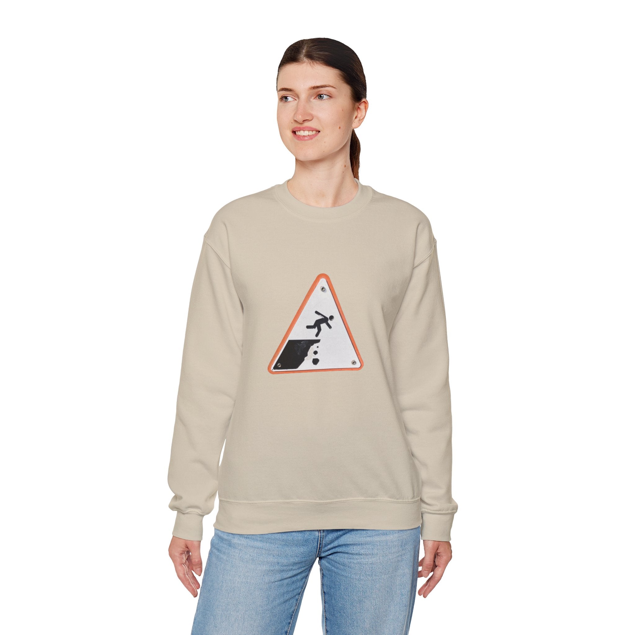 Irish Cliff Edge Warning sign funny Graphic Crewneck Sweatshirt - Mutantur Labs LLC