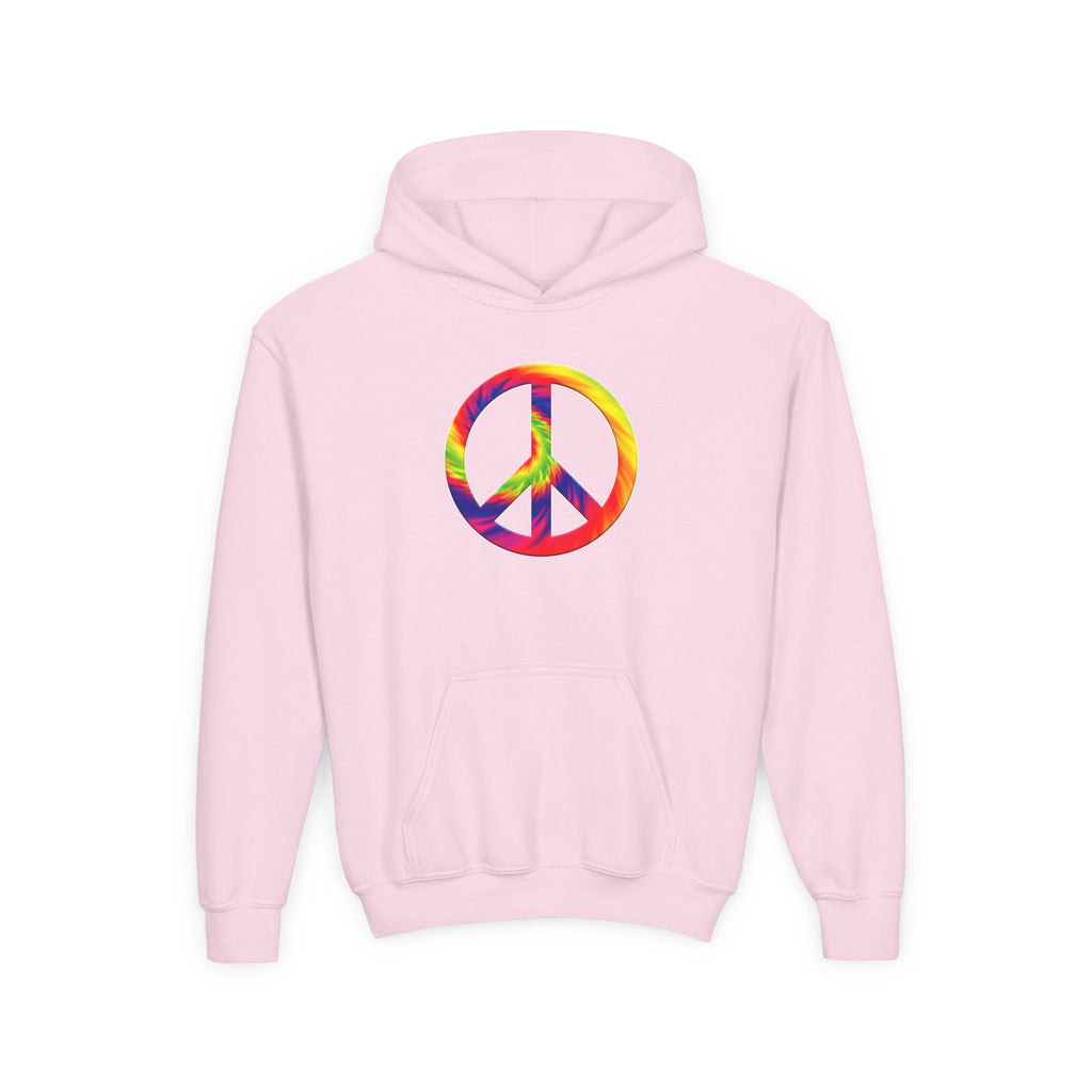 Youth Hoodie - Rainbow Tie-Dye Peace Sign Pullover - Mutantur Labs LLC