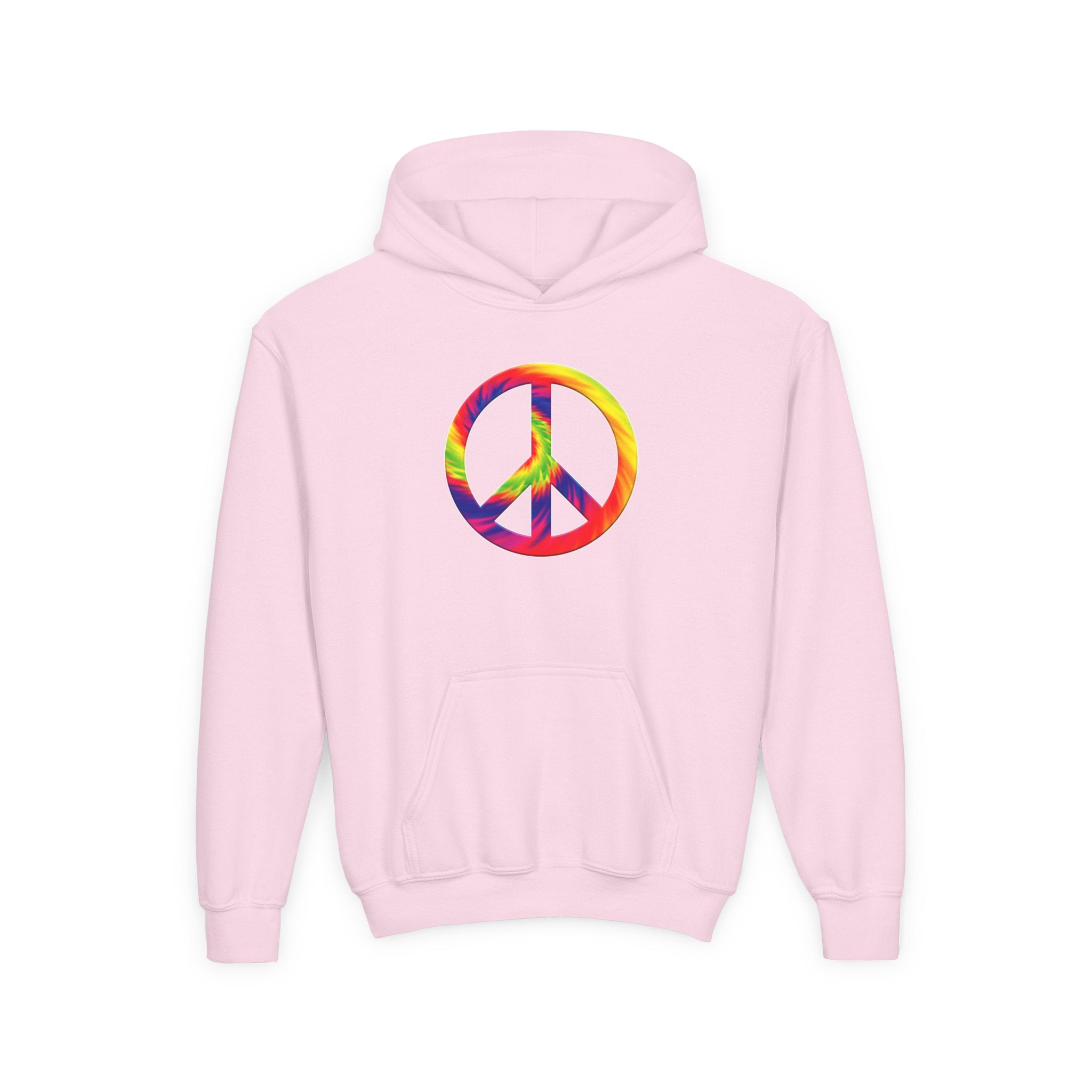 Youth Hoodie - Rainbow Tie-Dye Peace Sign Pullover - Mutantur Labs LLC