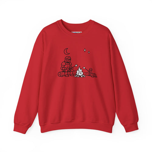 Camping Knight and Alien Crewneck Sweatshirt - Mutantur Labs LLC