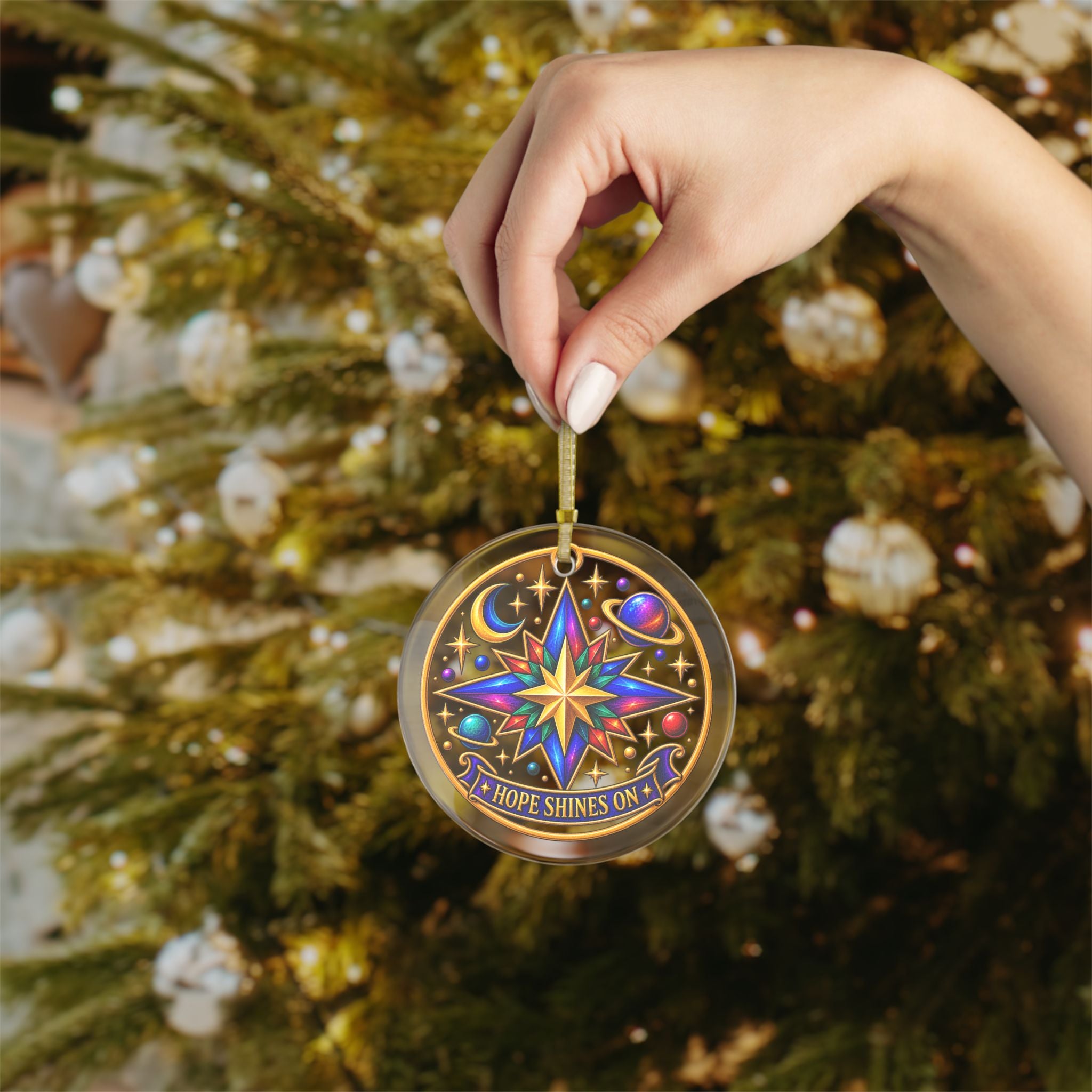 Hope Shines On Celestial Glass Ornament