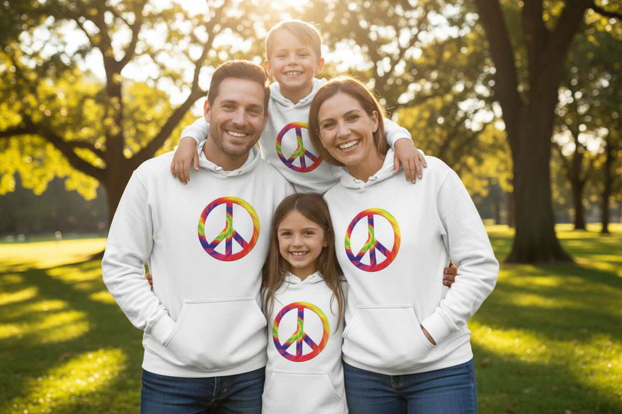 Youth Hoodie - Rainbow Tie-Dye Peace Sign Pullover - Mutantur Labs LLC
